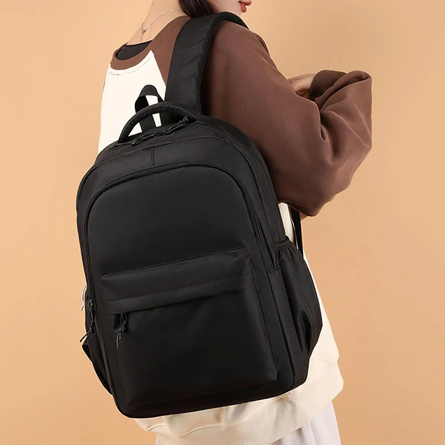 Backpack Purses for Women Lightweight Small Casual Daily Travel Backpacks Fashion Soft Leather Outdoor Backpack(Black)