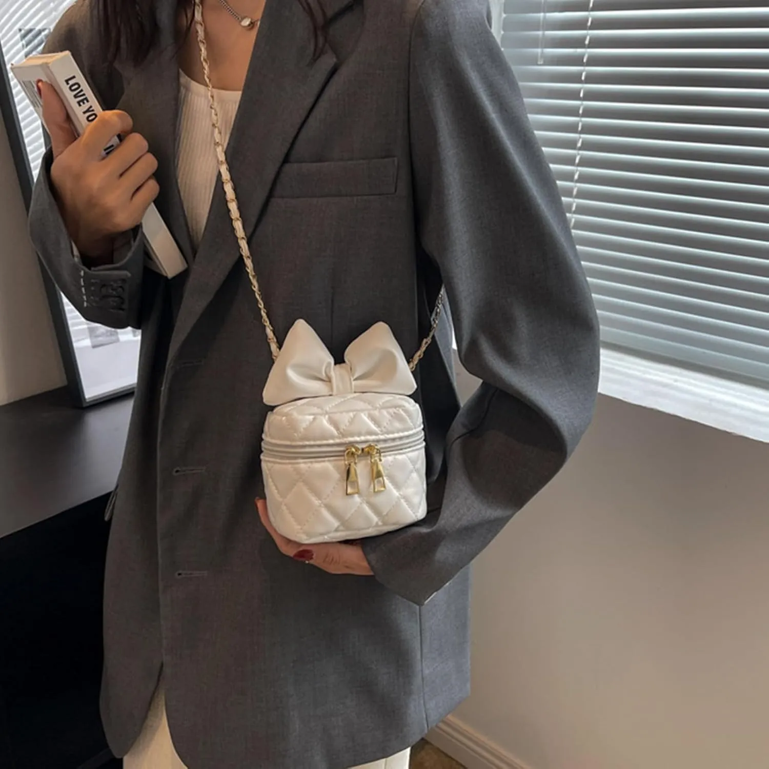 Bag Bags for Women Shoulder Bags West Bucket Style PU Leather Bow Hobo Small Square Bags Shoulder Bags for Women