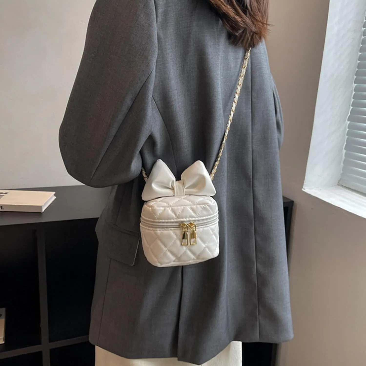 Bag Bags for Women Shoulder Bags West Bucket Style PU Leather Bow Hobo Small Square Bags Shoulder Bags for Women