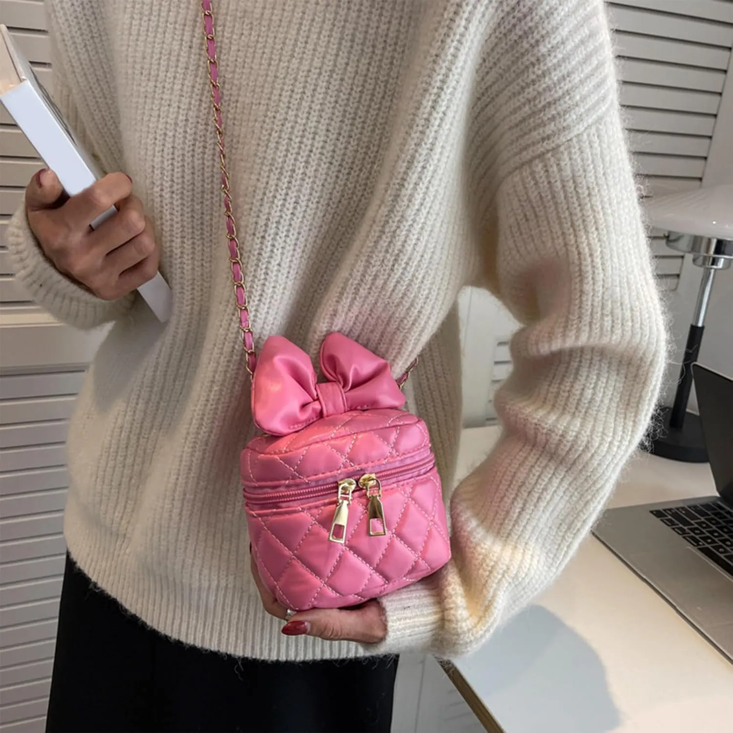 Bag Bags for Women Shoulder Bags West Bucket Style PU Leather Bow Hobo Small Square Bags Shoulder Bags for Women