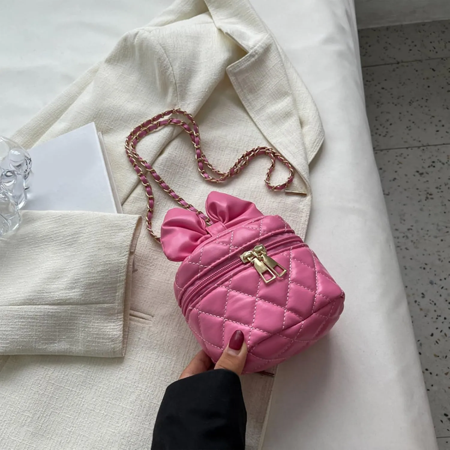 Bag Bags for Women Shoulder Bags West Bucket Style PU Leather Bow Hobo Small Square Bags Shoulder Bags for Women