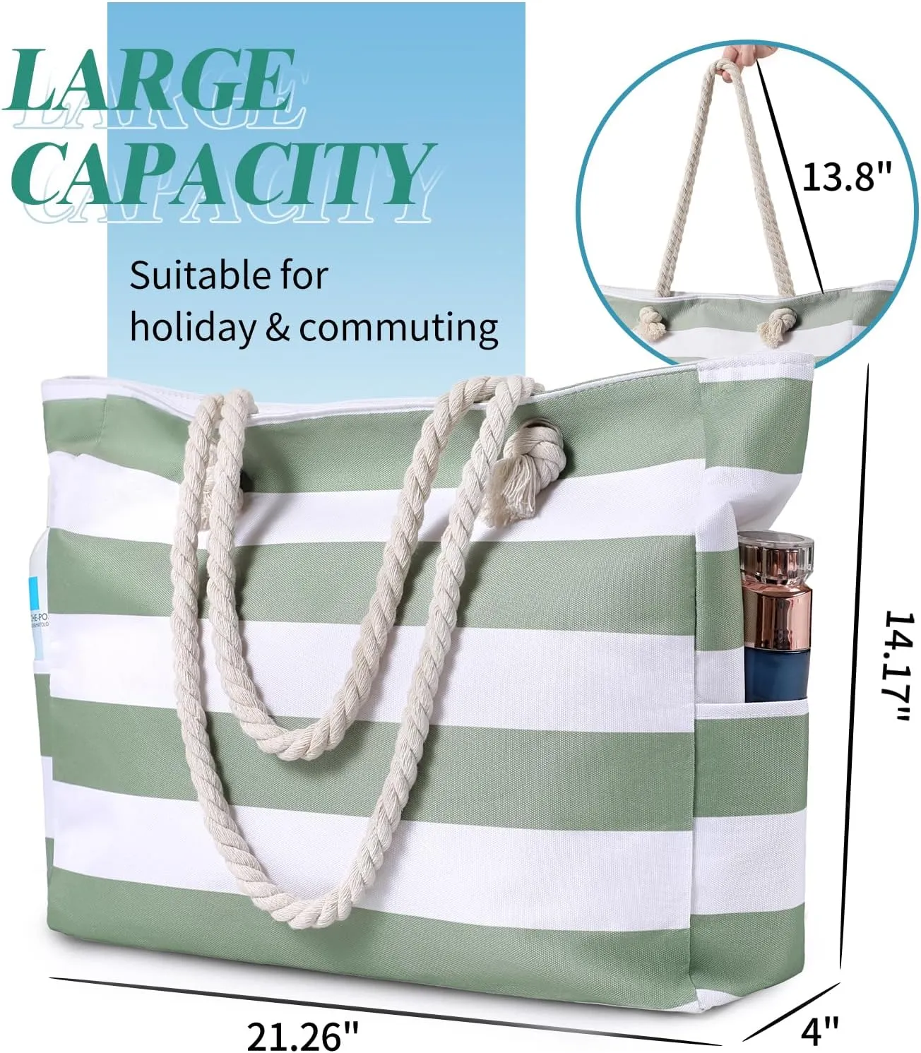 Bags for Women - Large Beach Tote Bag, Women Sandproof Pool Bag, Beach Bag for Pool Gym Grocery Travel