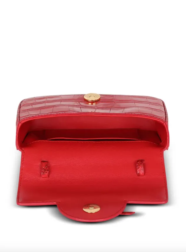 Balmain B-Buzz mini bag in crocodile-print leather
