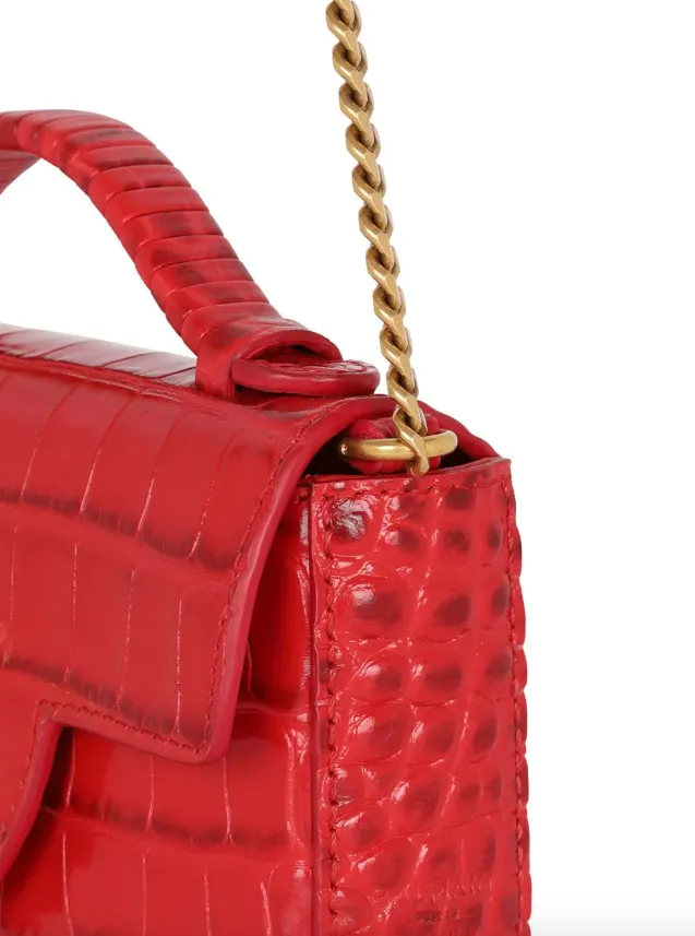 Balmain B-Buzz mini bag in crocodile-print leather