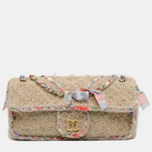 Beige Straw Country Flap Bag