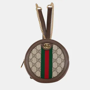 Beige/Brown Mini GG Supreme Round Ophidia Backpack