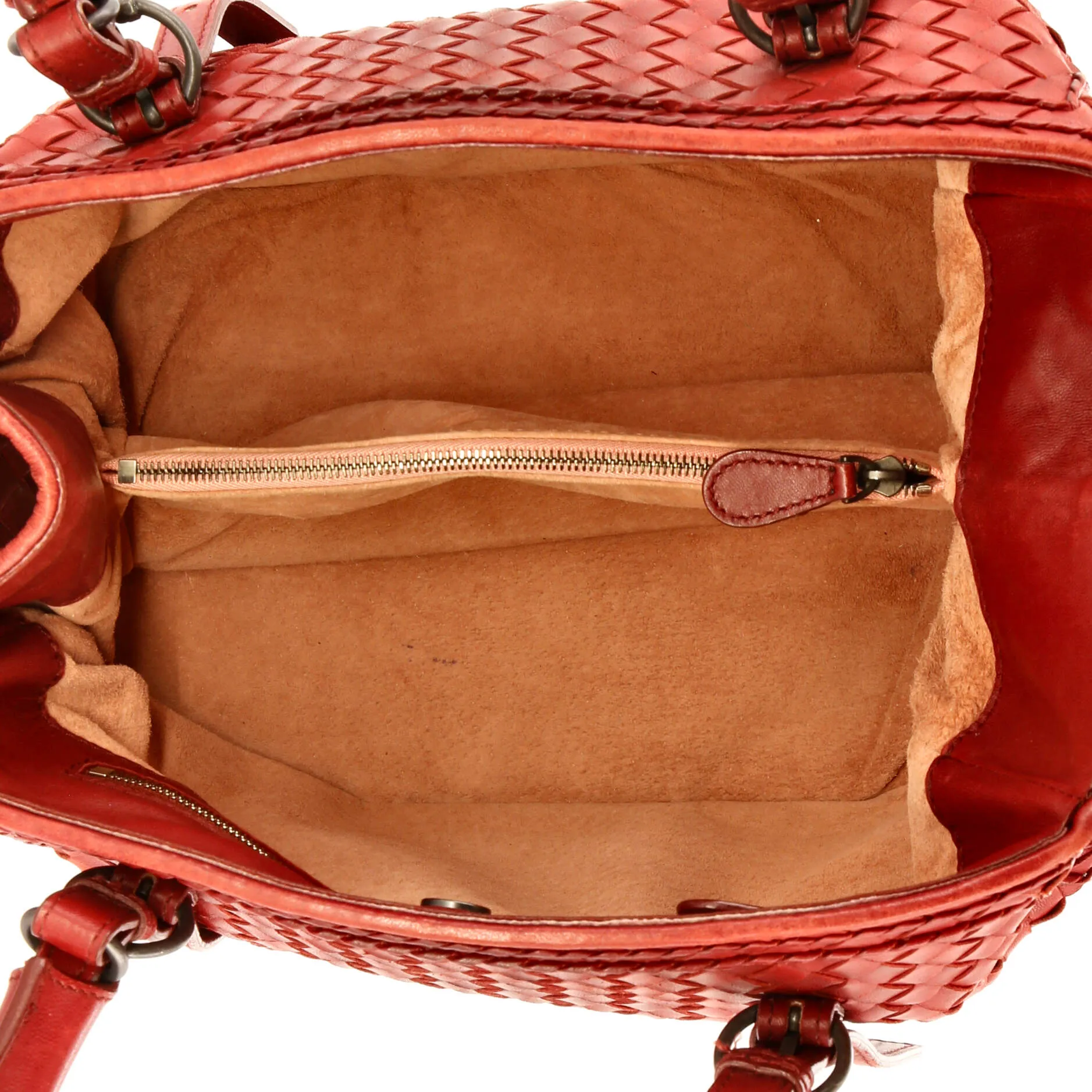 Belted Double Stitch Satchel Ombre Intrecciato Nappa Small