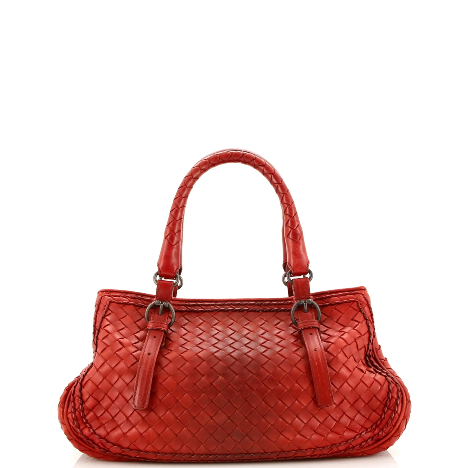 Belted Double Stitch Satchel Ombre Intrecciato Nappa Small