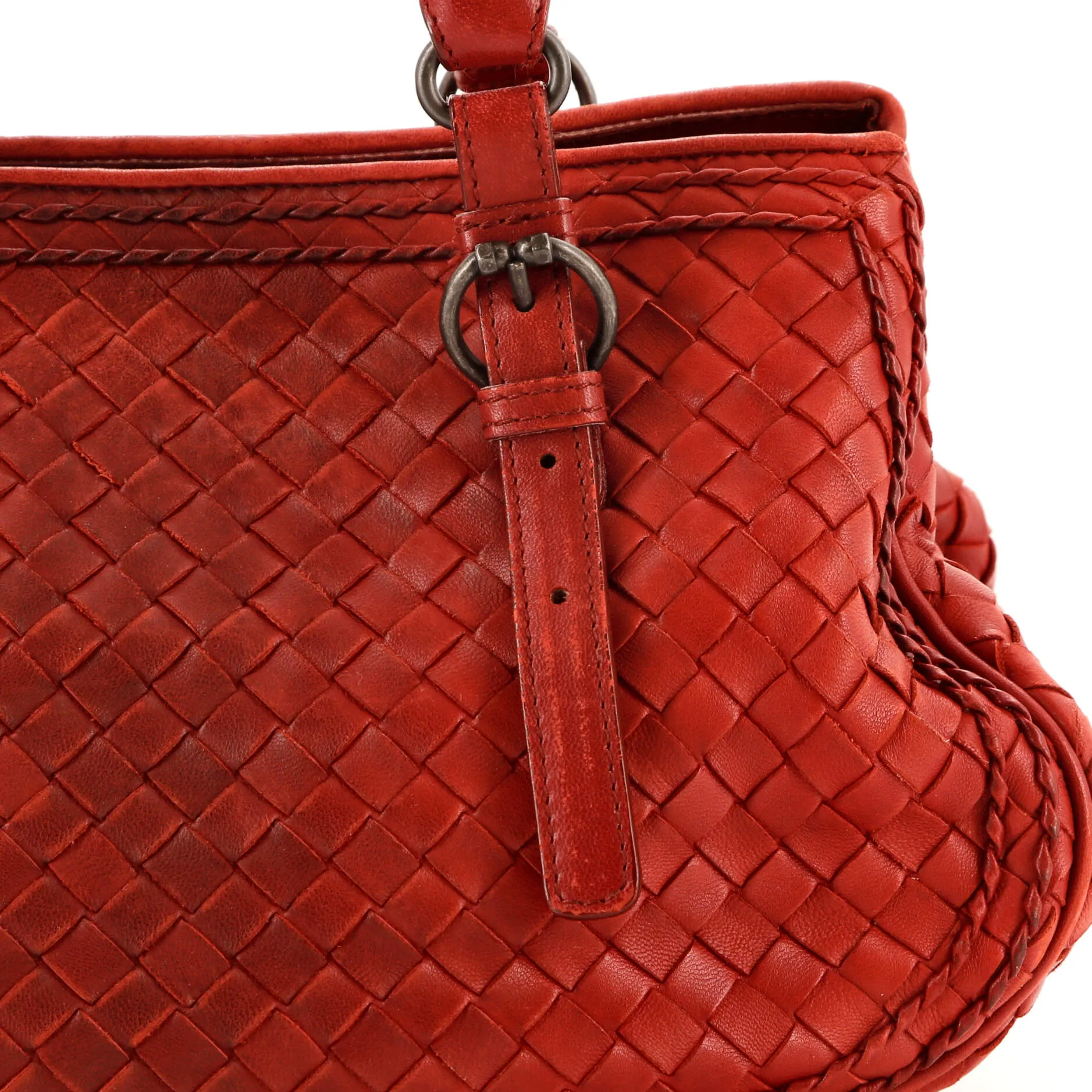 Belted Double Stitch Satchel Ombre Intrecciato Nappa Small