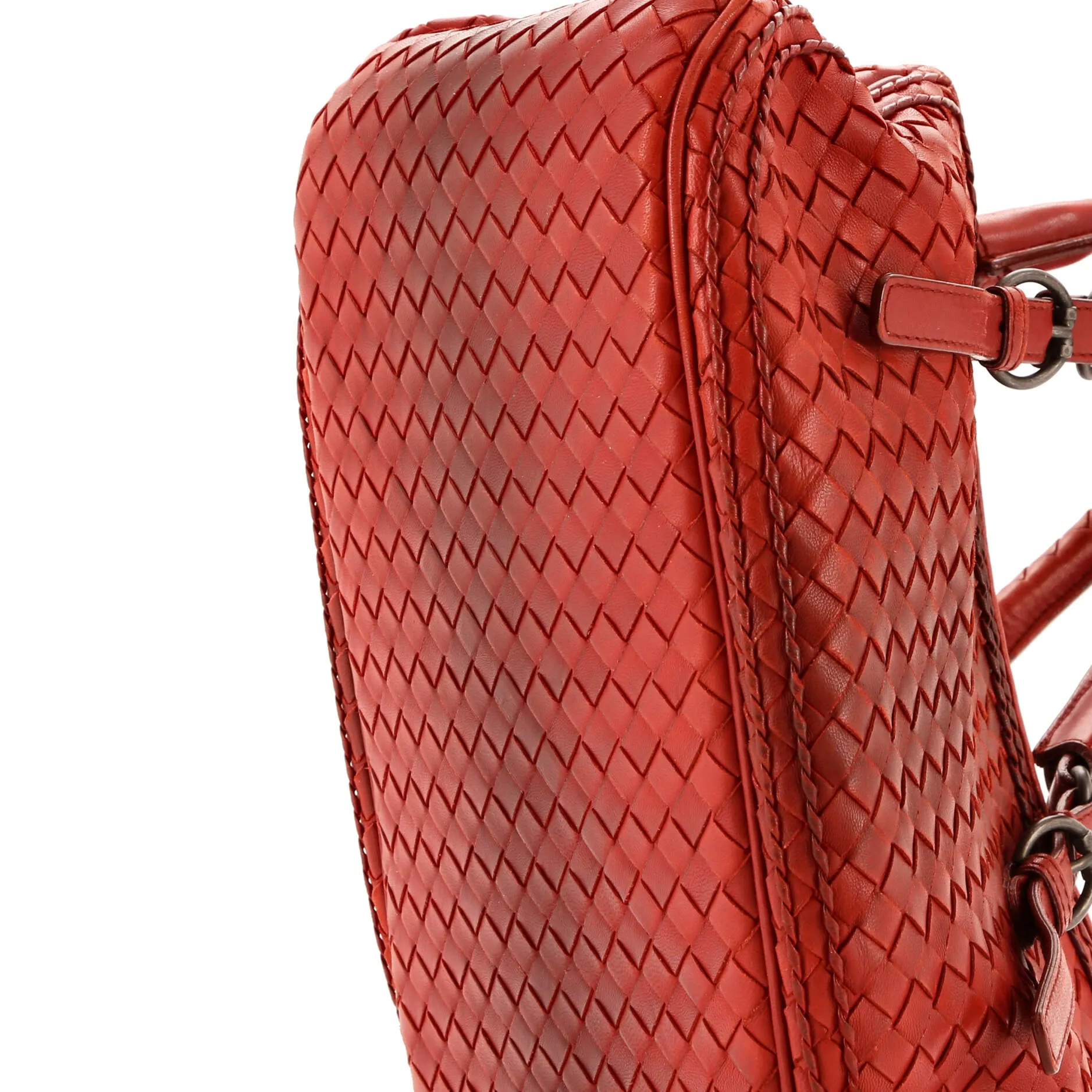 Belted Double Stitch Satchel Ombre Intrecciato Nappa Small