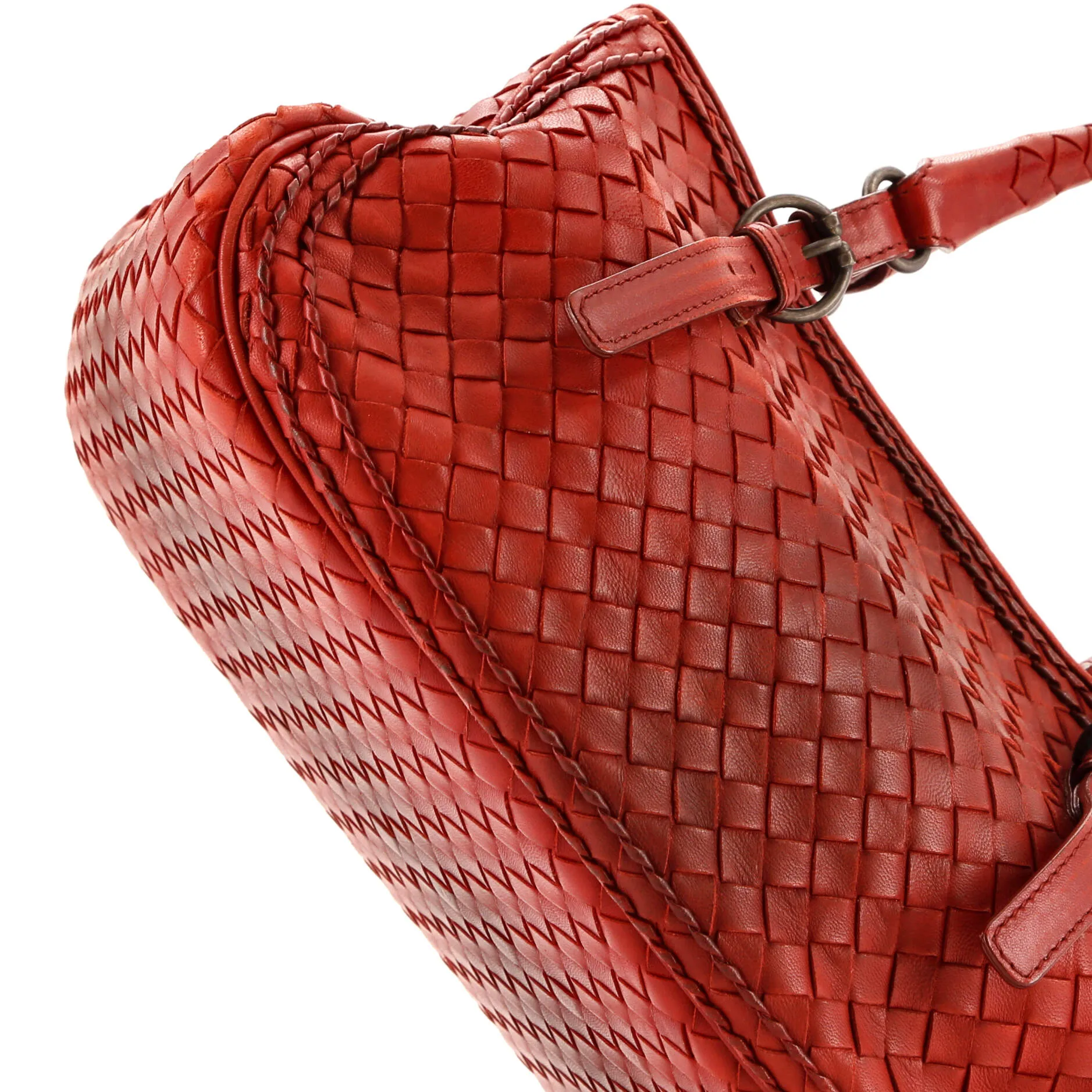 Belted Double Stitch Satchel Ombre Intrecciato Nappa Small