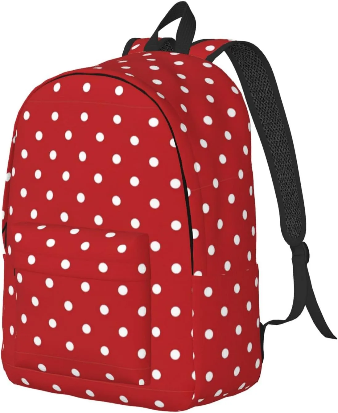 Big White Dot Print Canvas Backpack Women,Mens Travel Casual Daypack Bookbag For Laptop Work Travel Hiking