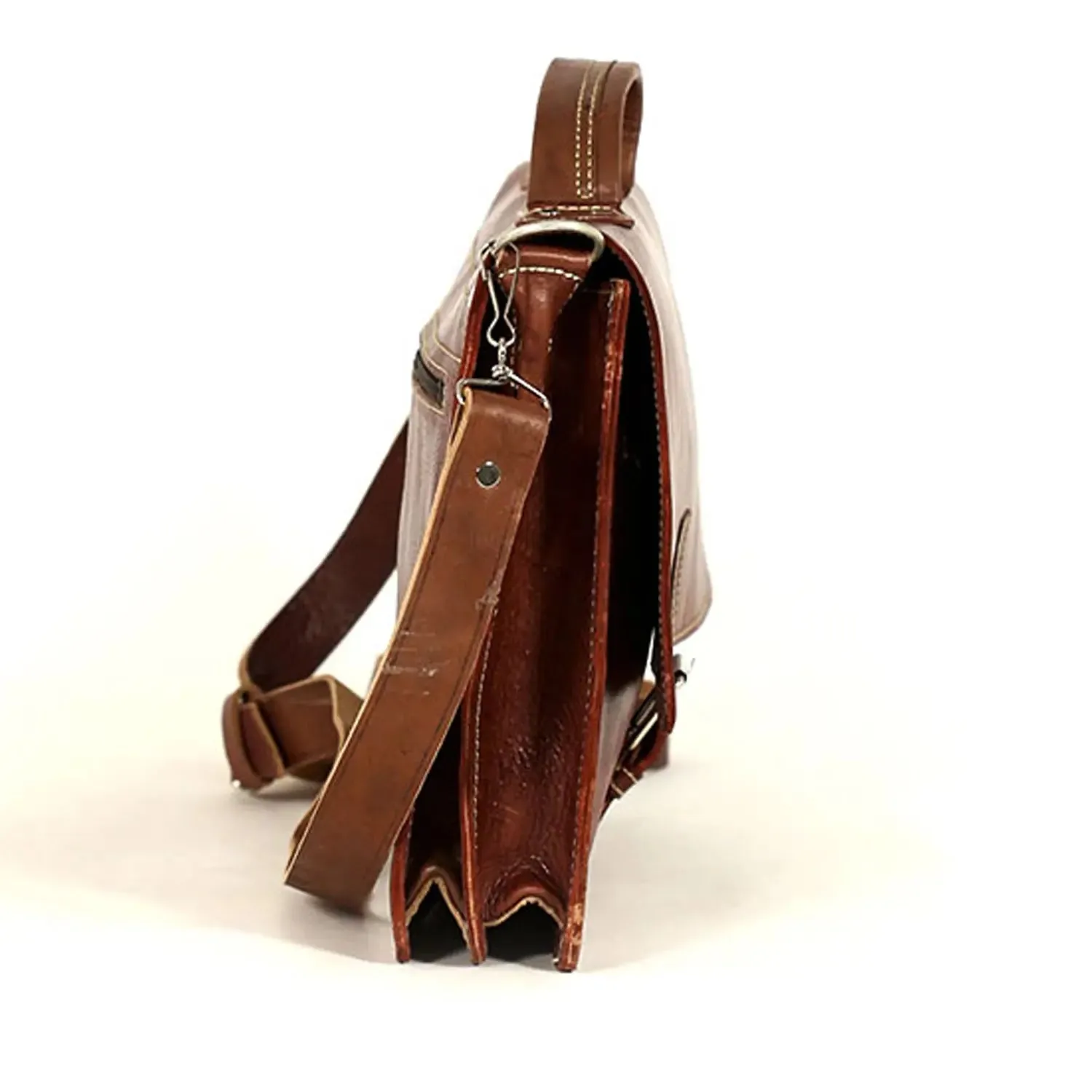 Biyadina Premium Vintage Messenger Leather Bag Handmade Satchel Brown - Timeless Elegance for Professionals