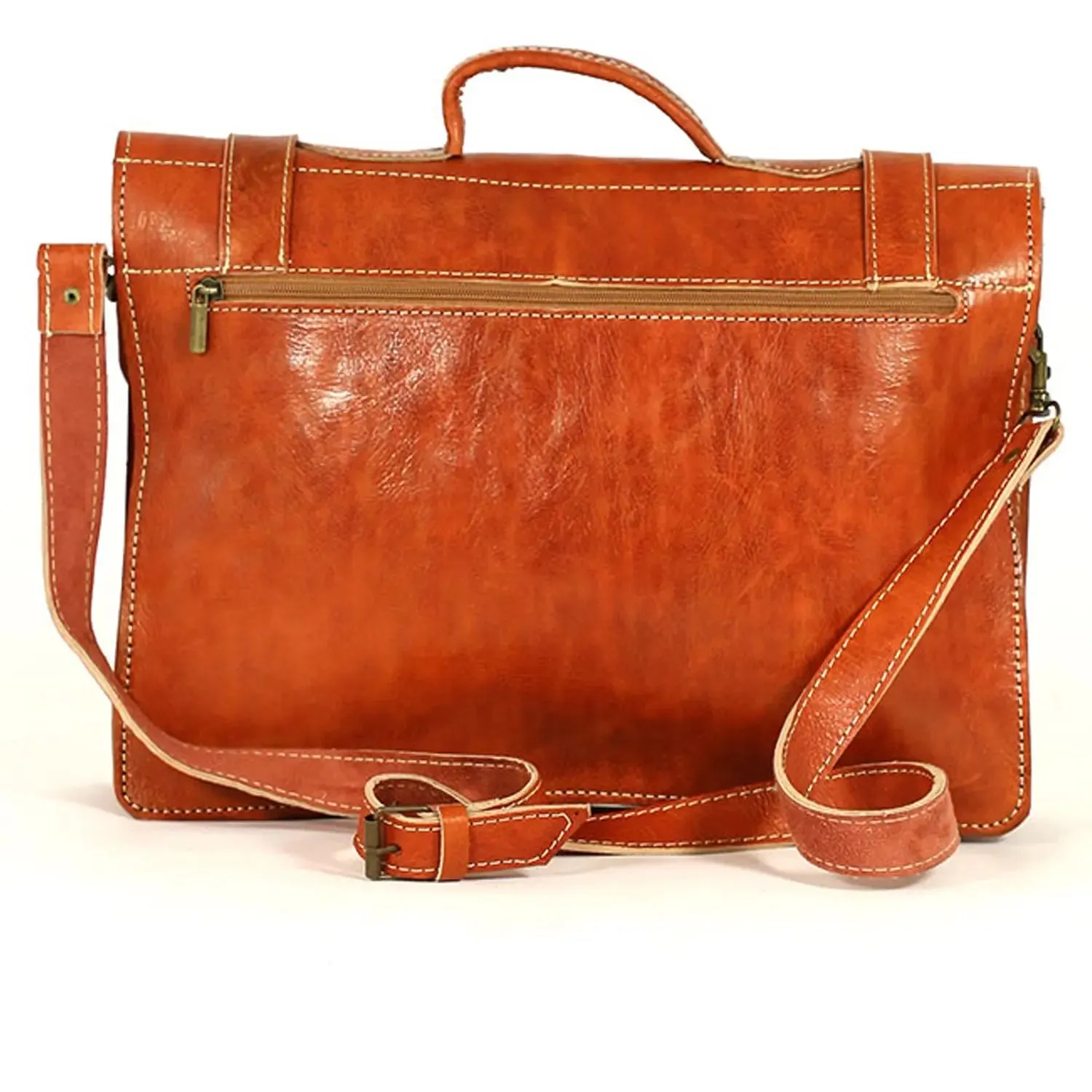 Biyadina Premium Vintage Messenger Leather Bag Handmade Satchel Red - Timeless Elegance for Professionals