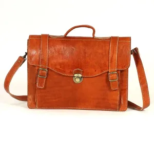 Biyadina Premium Vintage Messenger Leather Bag Handmade Satchel Red - Timeless Elegance for Professionals