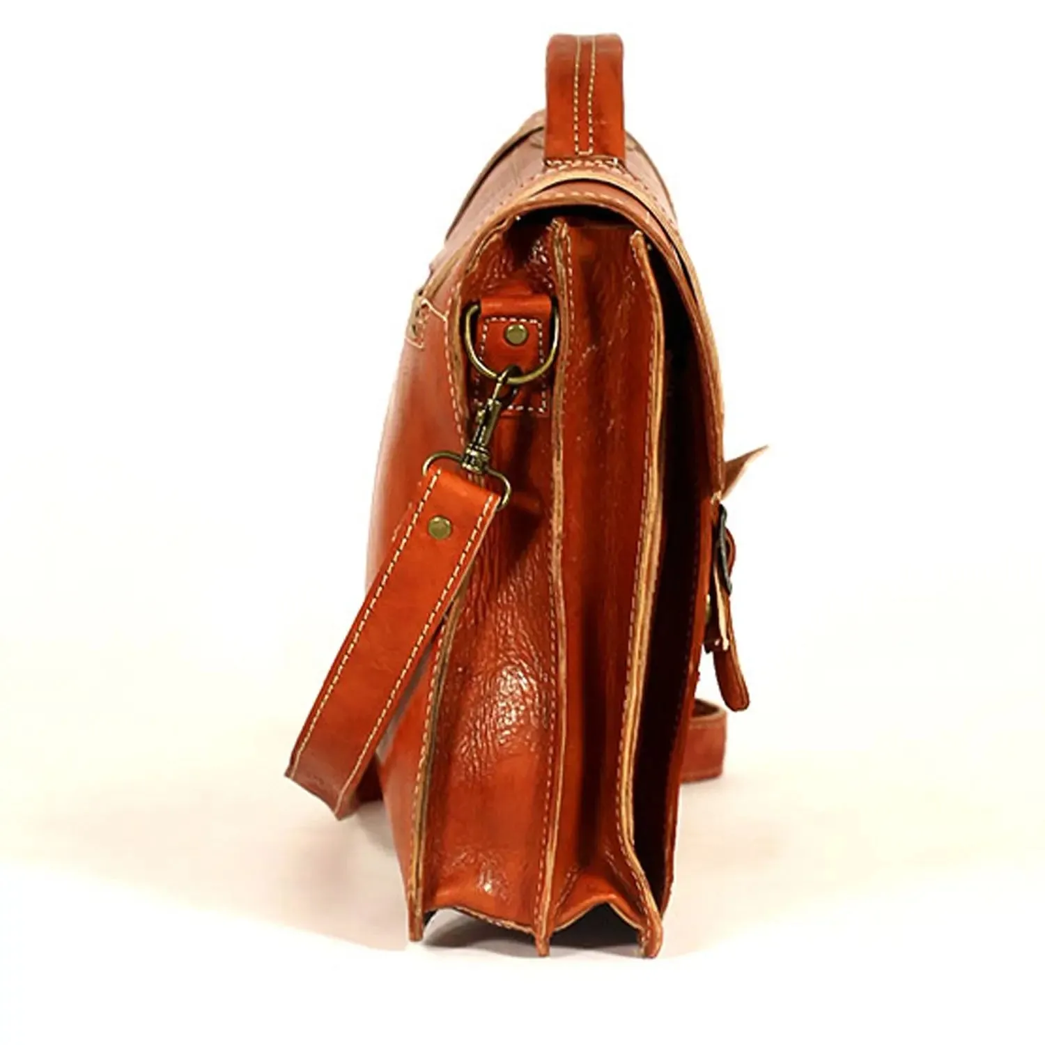Biyadina Premium Vintage Messenger Leather Bag Handmade Satchel Red - Timeless Elegance for Professionals
