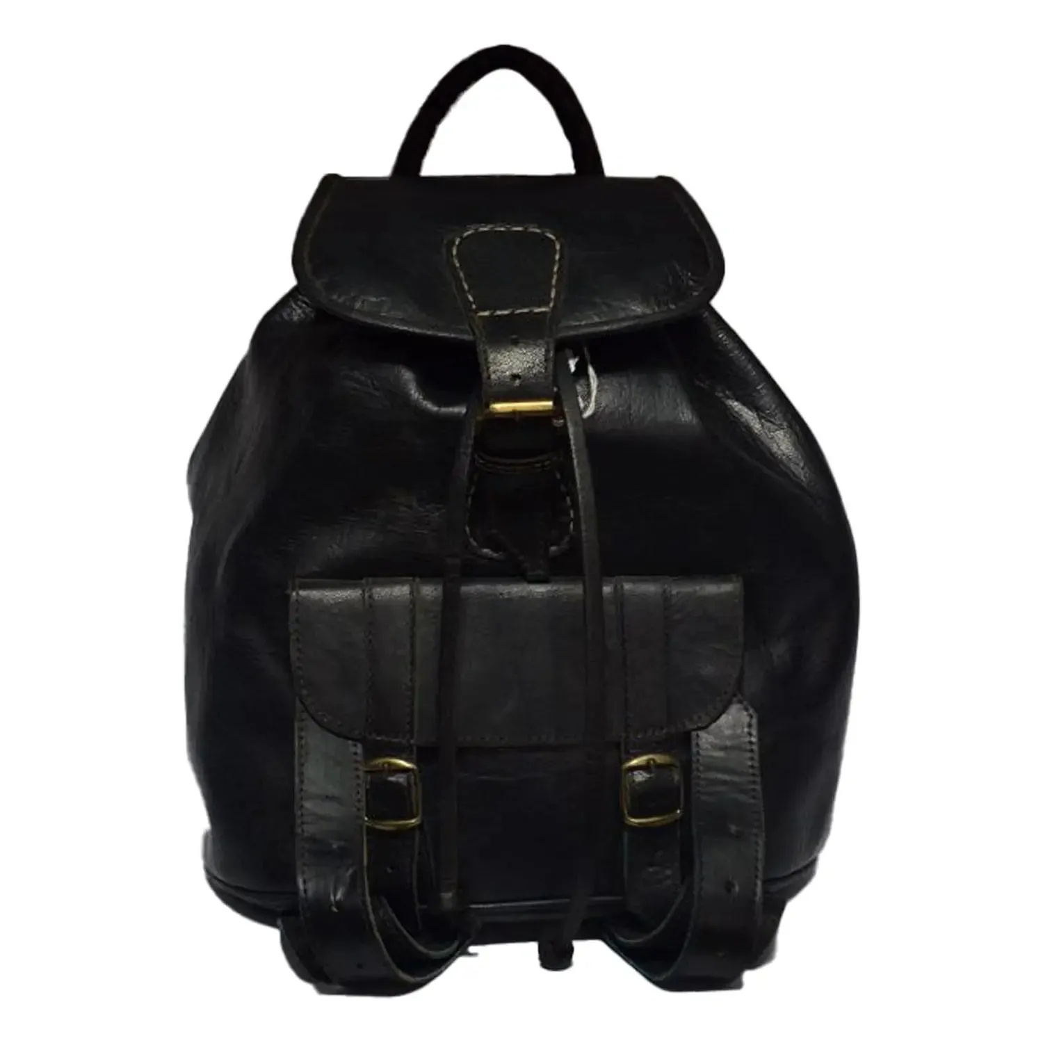 Biyadina Store Backpack  - Black - Stylish & Functional Travel Accessory - Premium Calfskin Leather & Kilim - Multiple Compartments
