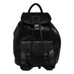 Biyadina Store Backpack  - Black - Stylish & Functional Travel Accessory - Premium Calfskin Leather & Kilim - Multiple Compartments