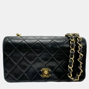 Black Calf Leather Flap Bag Shoulder Bag
