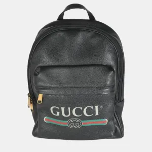 Black Calfskin Vintage Logo Day Backpack