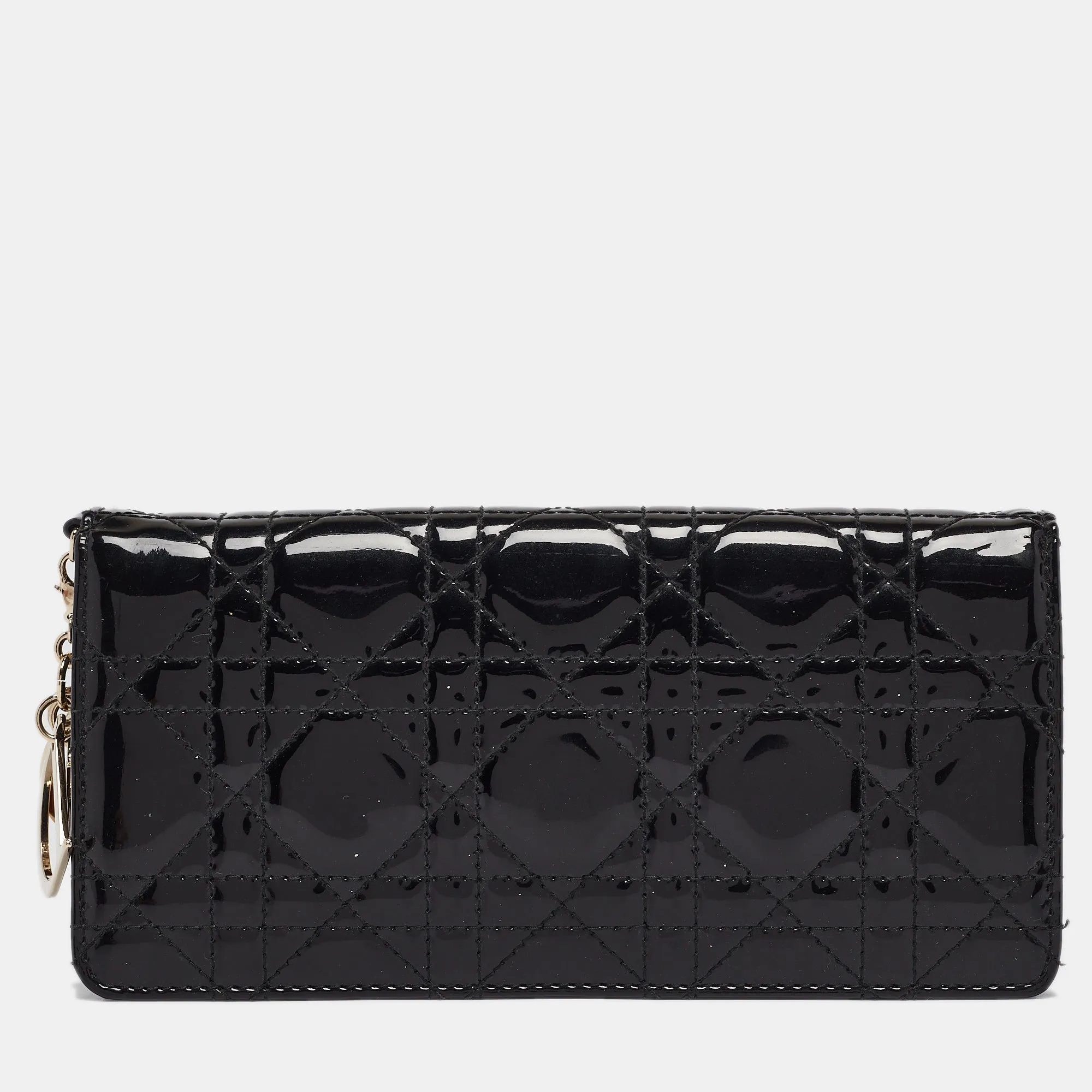 Black Cannage Patent Leather Lady Continental Wallet