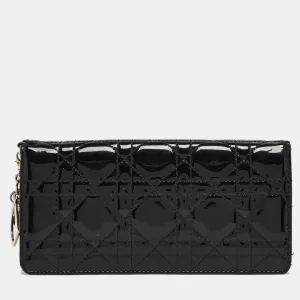Black Cannage Patent Leather Lady Continental Wallet