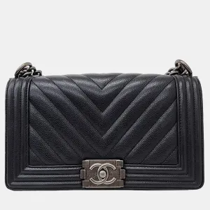 Black Caviar Chevron Boy Medium Bag