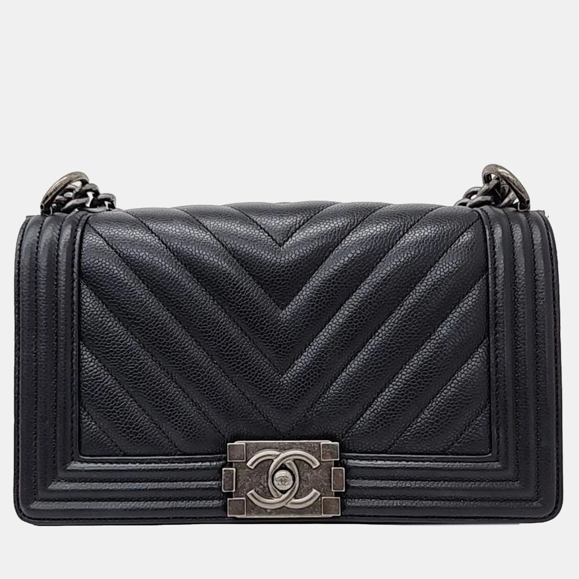 Black Caviar Chevron Boy Medium Bag