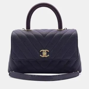 Black Caviar Chevron Coco 23 Top Handle Bag