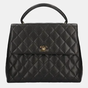 Black Caviar Leather Vintage Kelly Bag