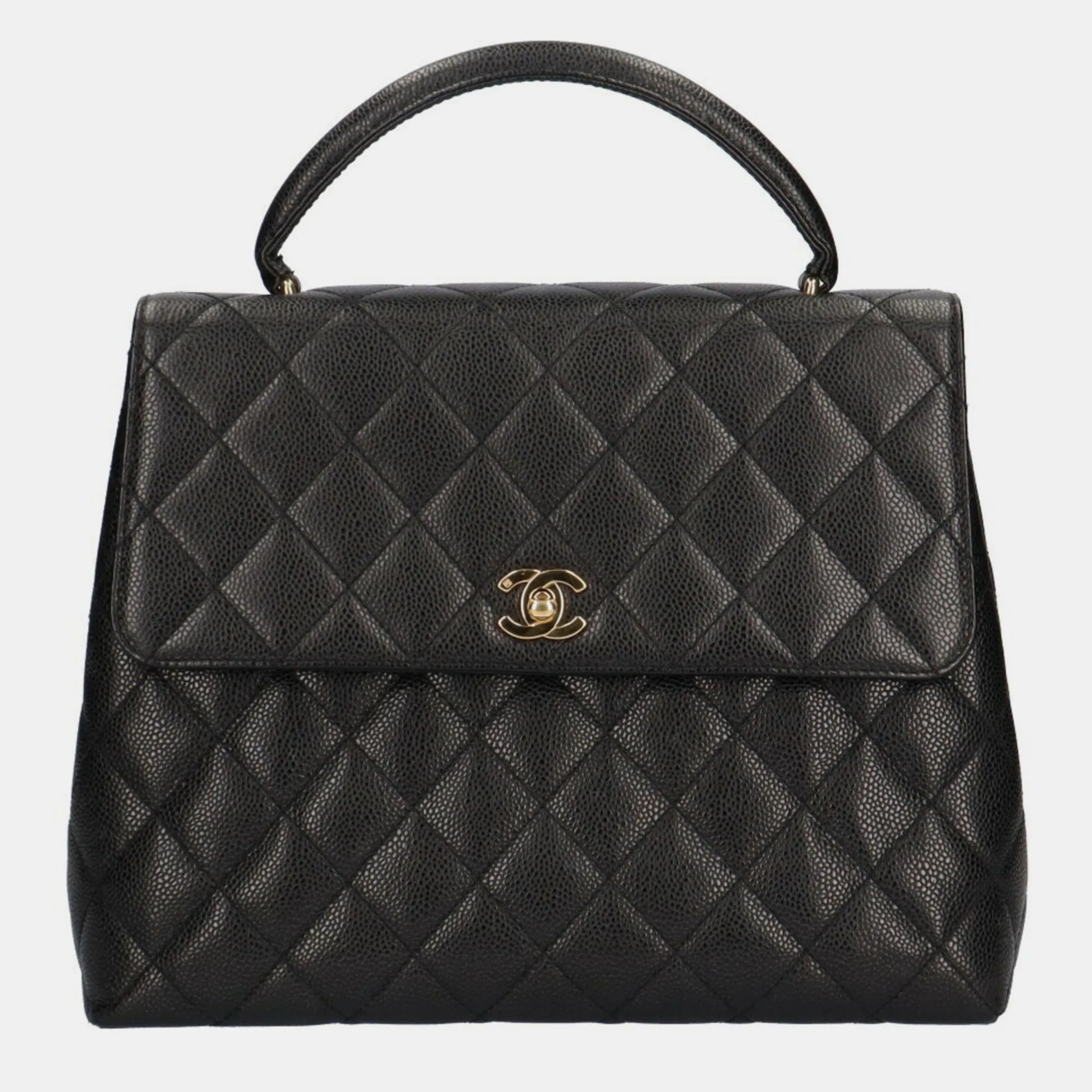 Black Caviar Leather Vintage Kelly Bag