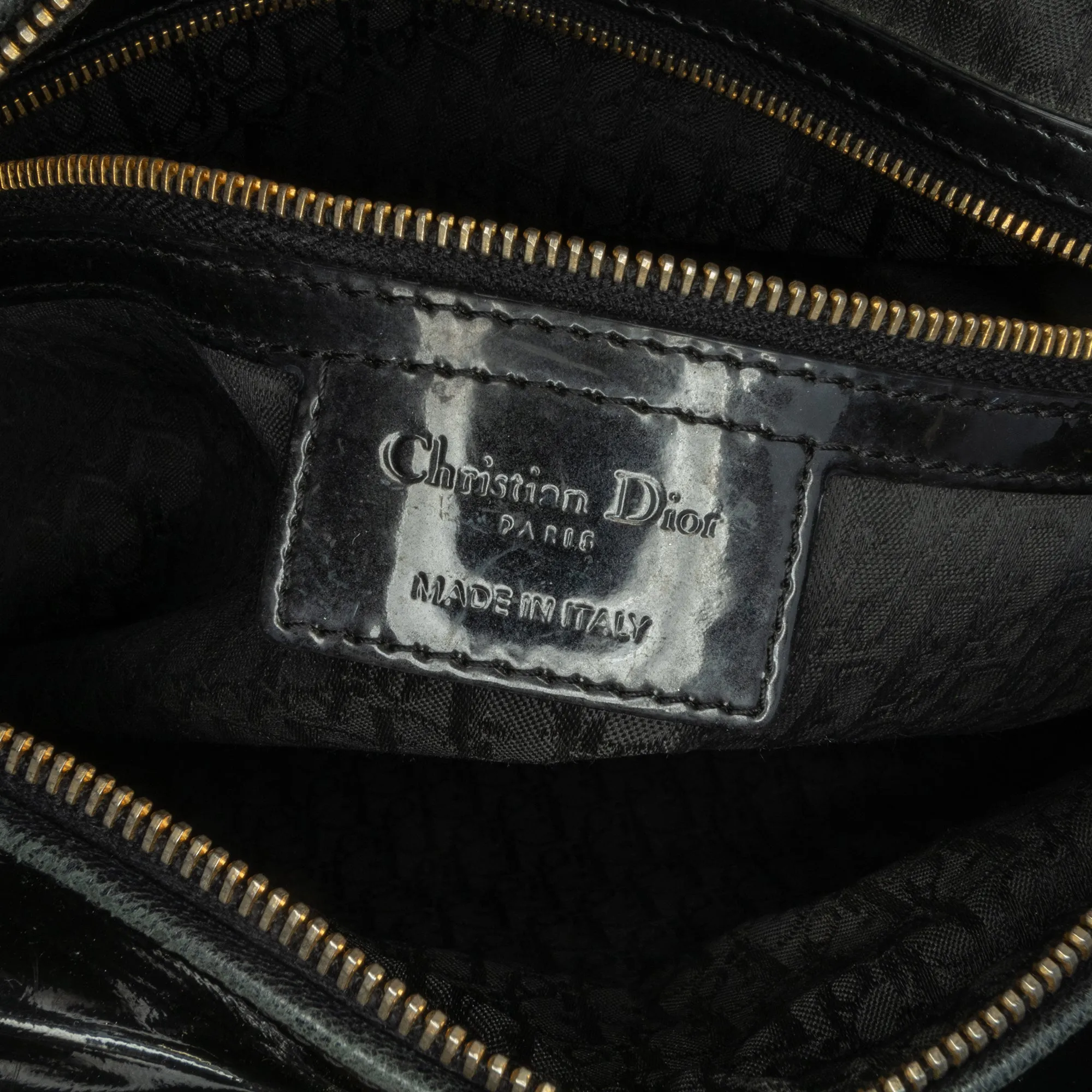 Black Dior Large Patent Cannage Lady Dior Satchel