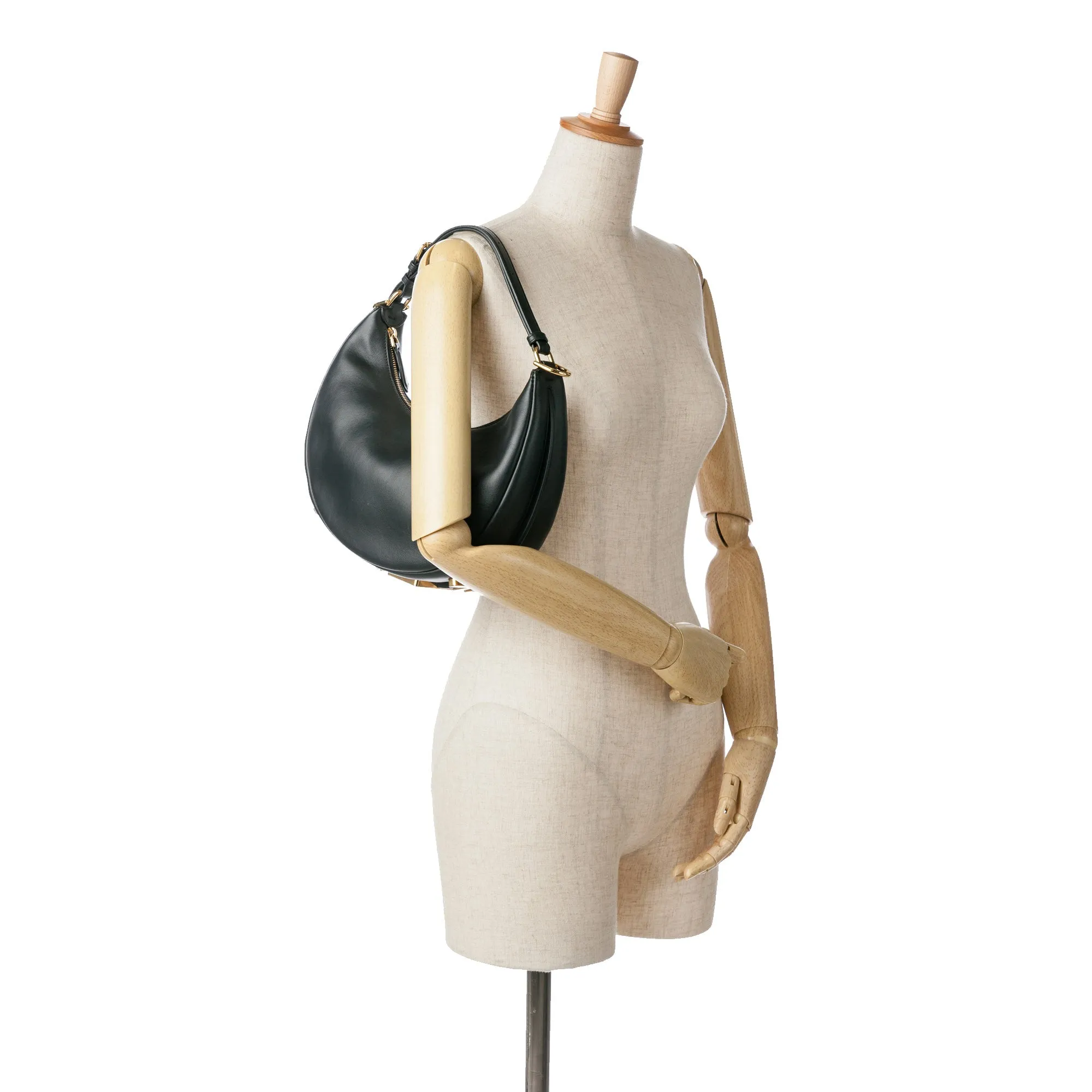 Black Fendi Medium Leather Fendigraphy Hobo