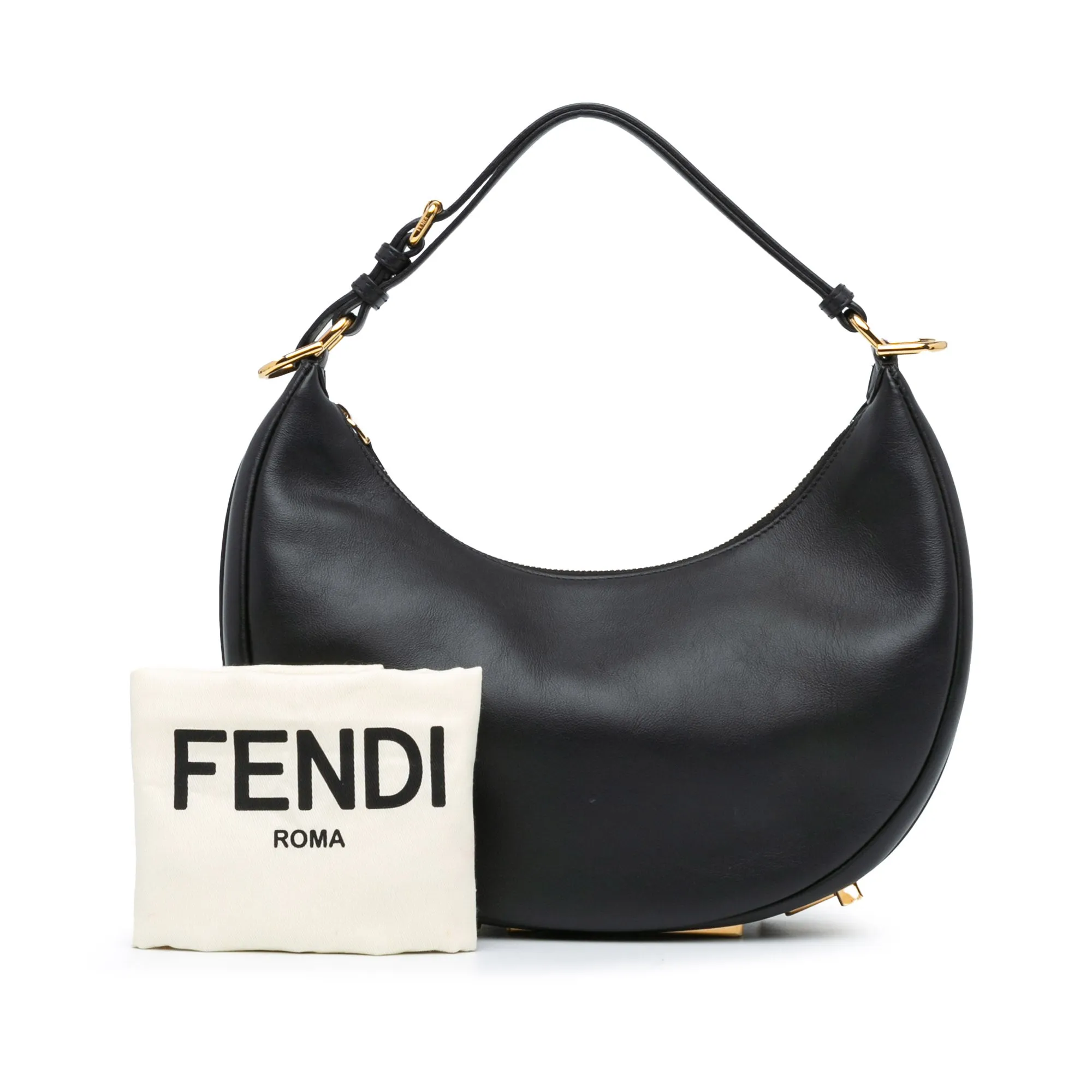 Black Fendi Medium Leather Fendigraphy Hobo