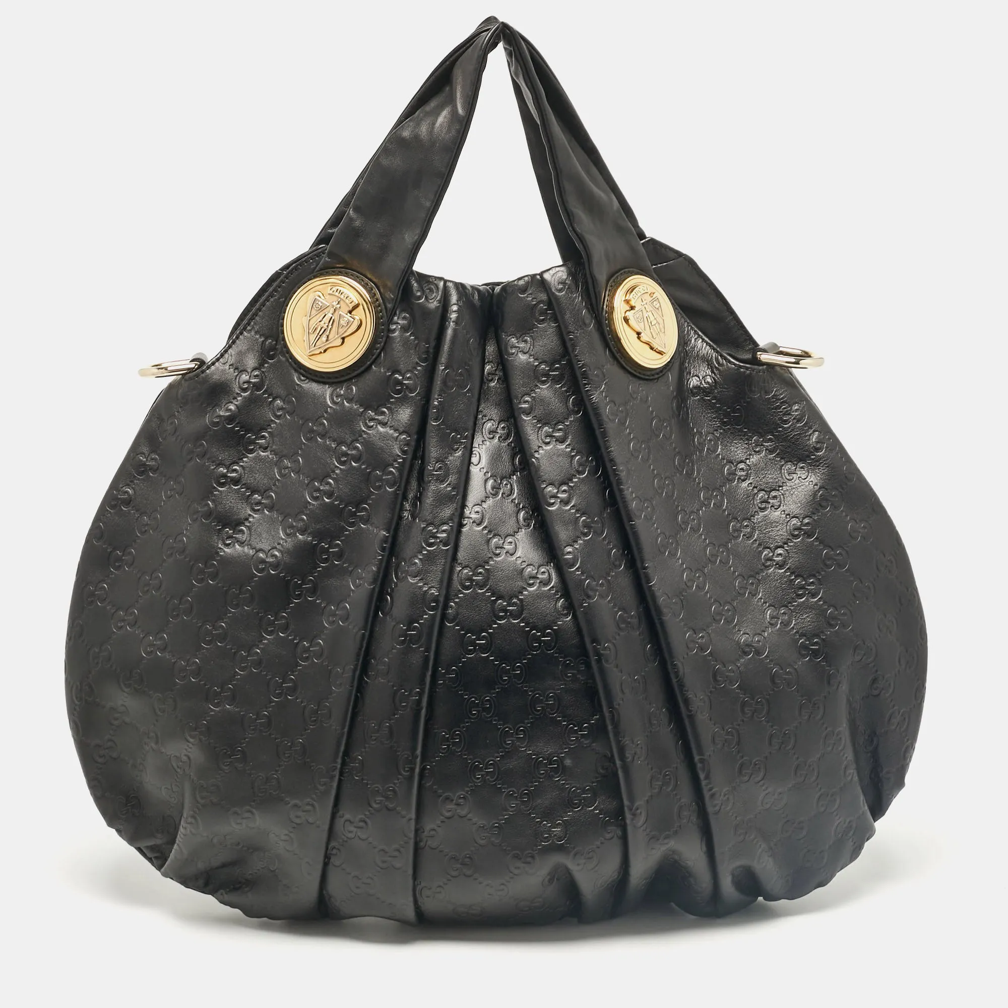 Black Guccissima Leather Large Hysteria Hobo