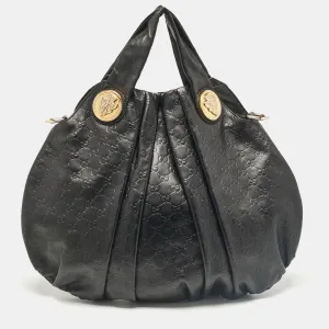 Black Guccissima Leather Large Hysteria Hobo