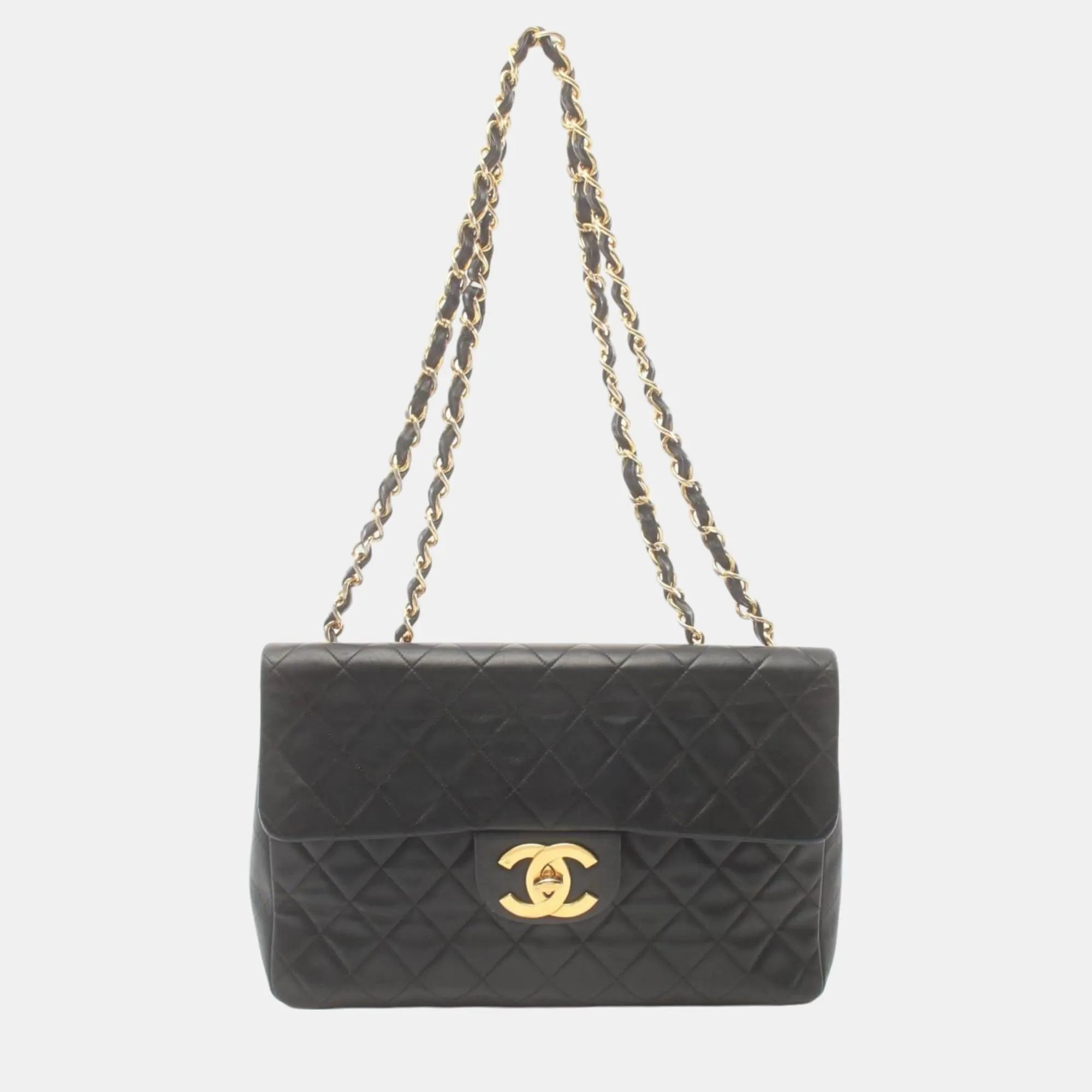 Black Lambskin Deca Matelasse 34 Shoulder Bag