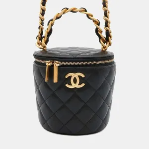 Black Lambskin Vanity Chain Shoulder Bag