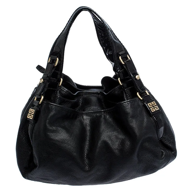 Black Leather and Patent Leather Hobo