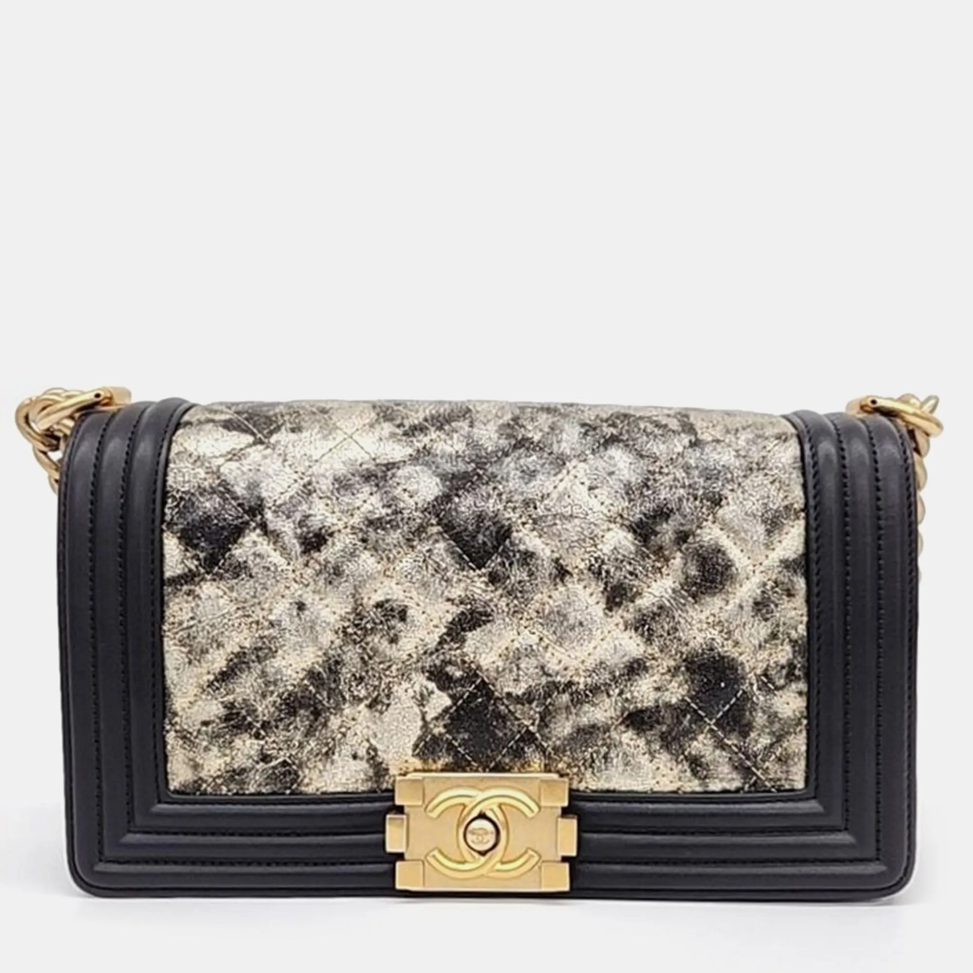 Black Leather Boy Medium Shoulder Bag