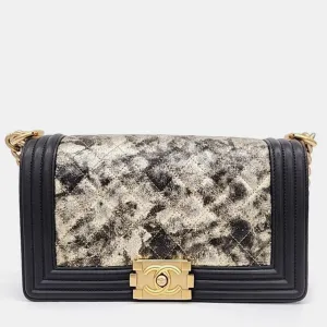 Black Leather Boy Medium Shoulder Bag