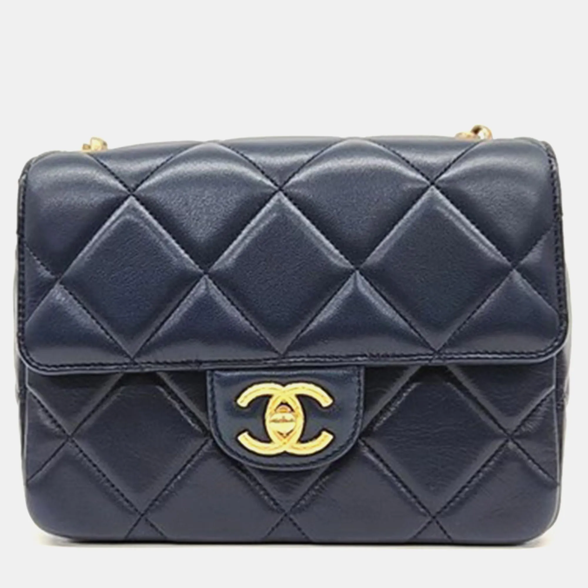 Black leather Lambskin Flap Bag