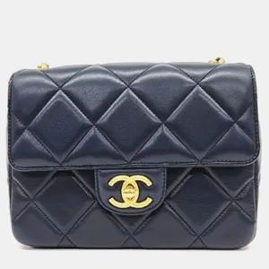 Black leather Lambskin Flap Bag
