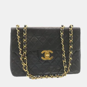 Black Leather Vintage Flap Bag