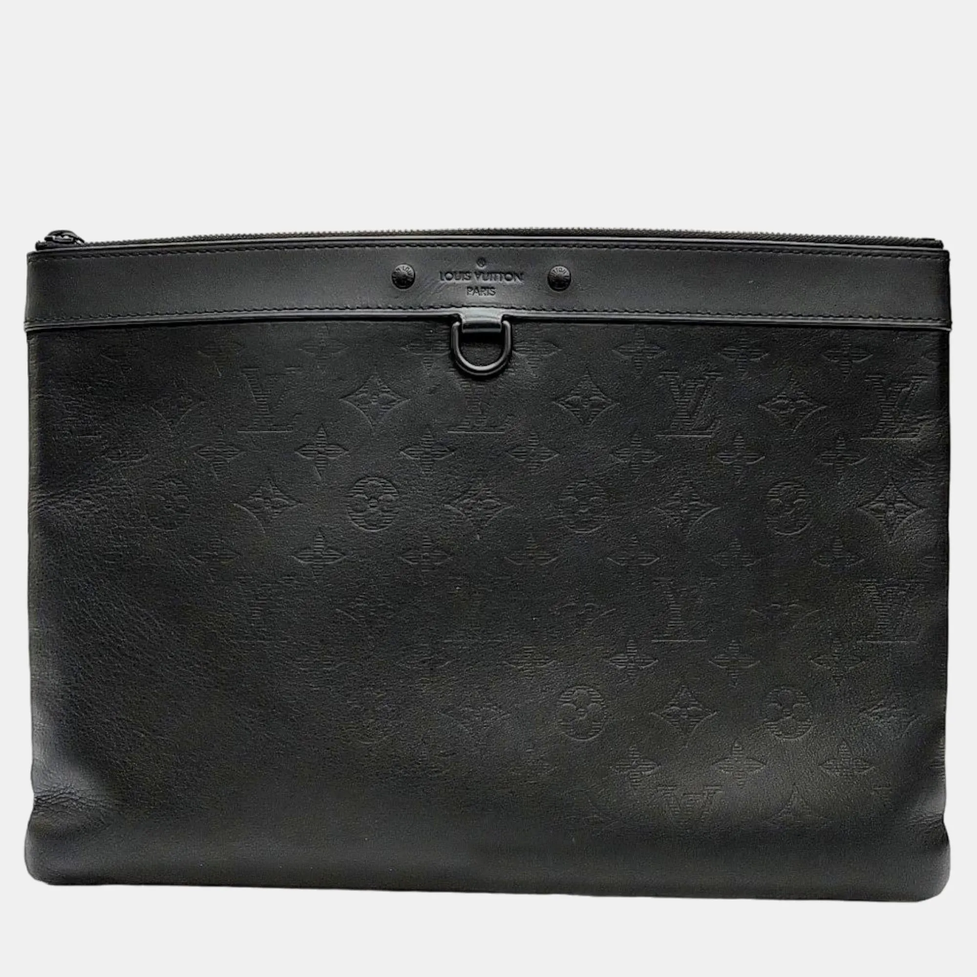Black Monogram Shadow Leather Discovery Pochette Clutch Bag