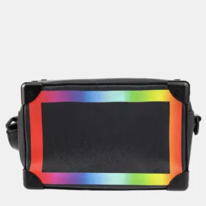 Black Taiga Leather Rainbow Mini Soft Trunk Bag