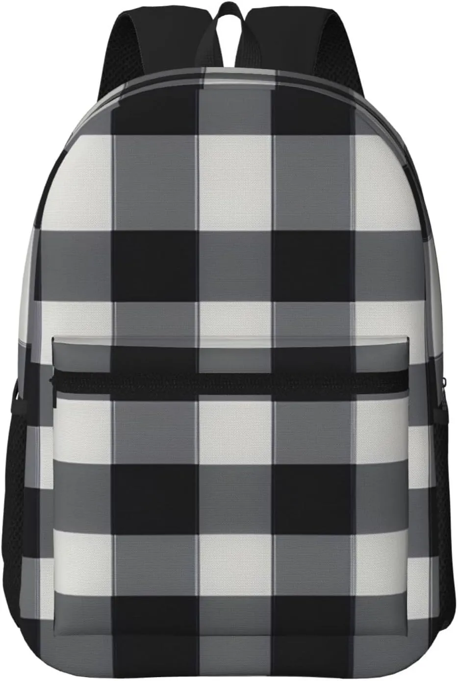 Black White Plaid 17 Inch Laptop Backpack For Travel Work For Men Women Laptop Bag With Adjusted Shoulder Straps