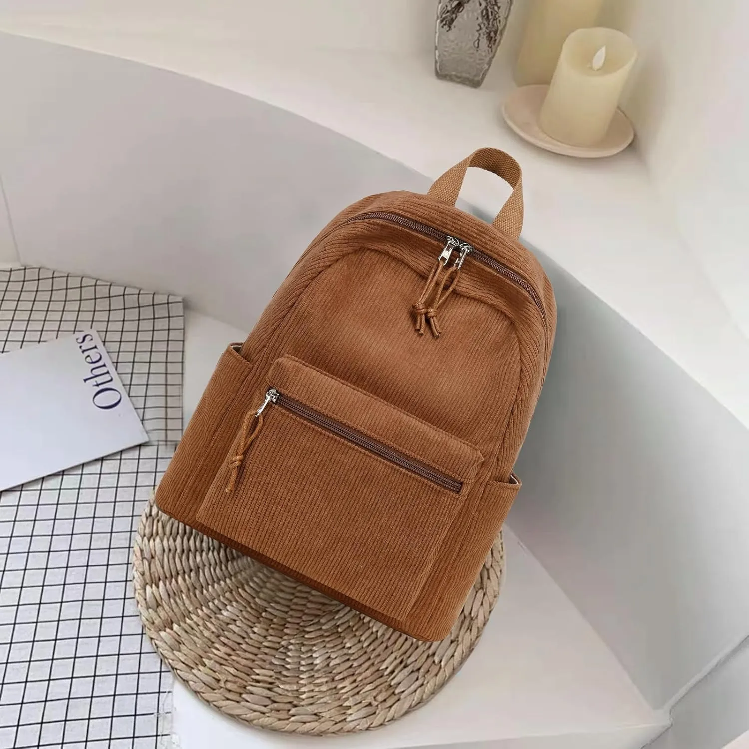Bluboon Girls Mini Backpack Women Small Backpack Purse Teens Cute Casual School Bookbag(Corduroy Coffee)