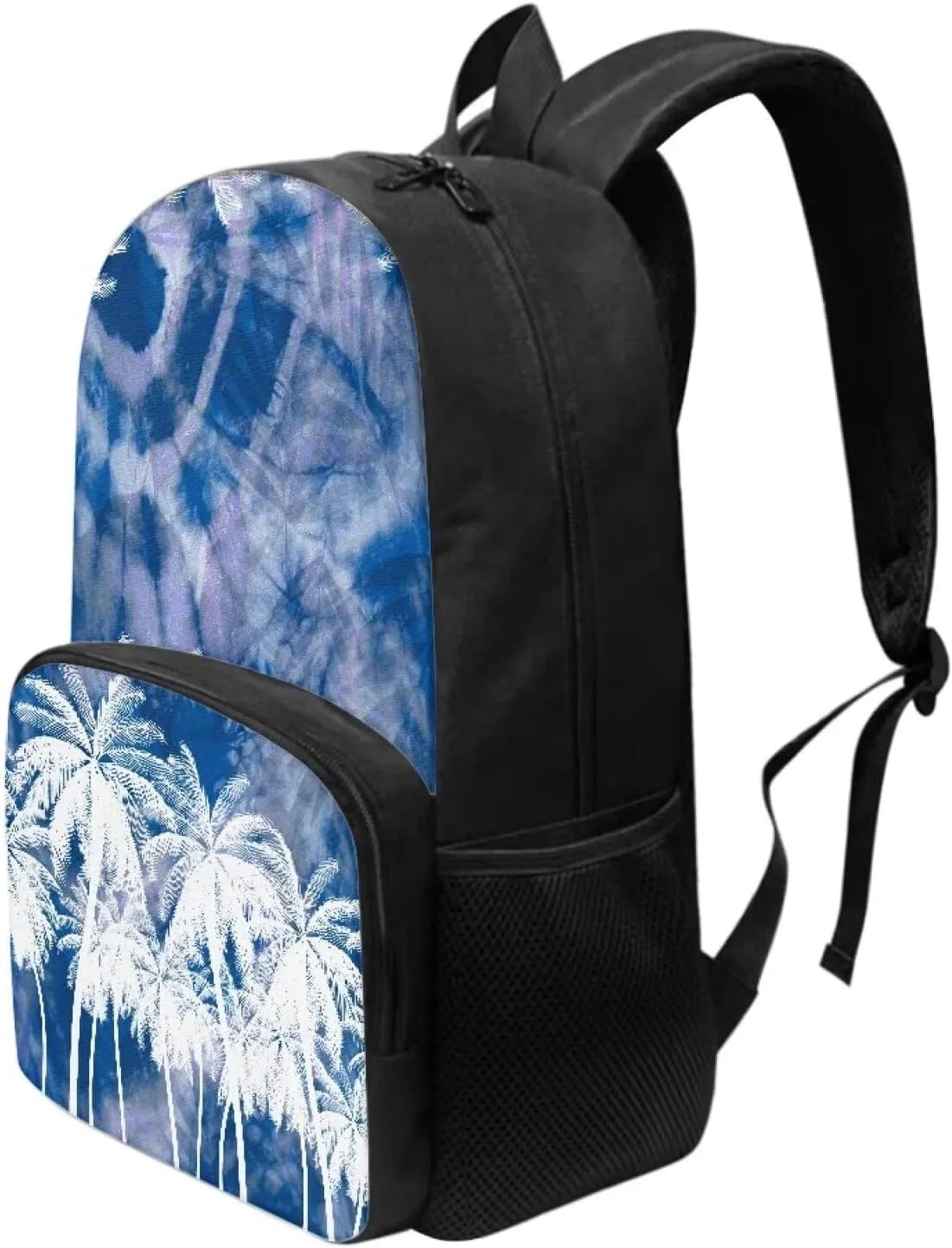Blue and White Coconut Tree Kids School Bag Backpack for Children Kids Teens Large Capacity School Bags Bookbag Casual Shoulder Bags Daypack with Side Pockets