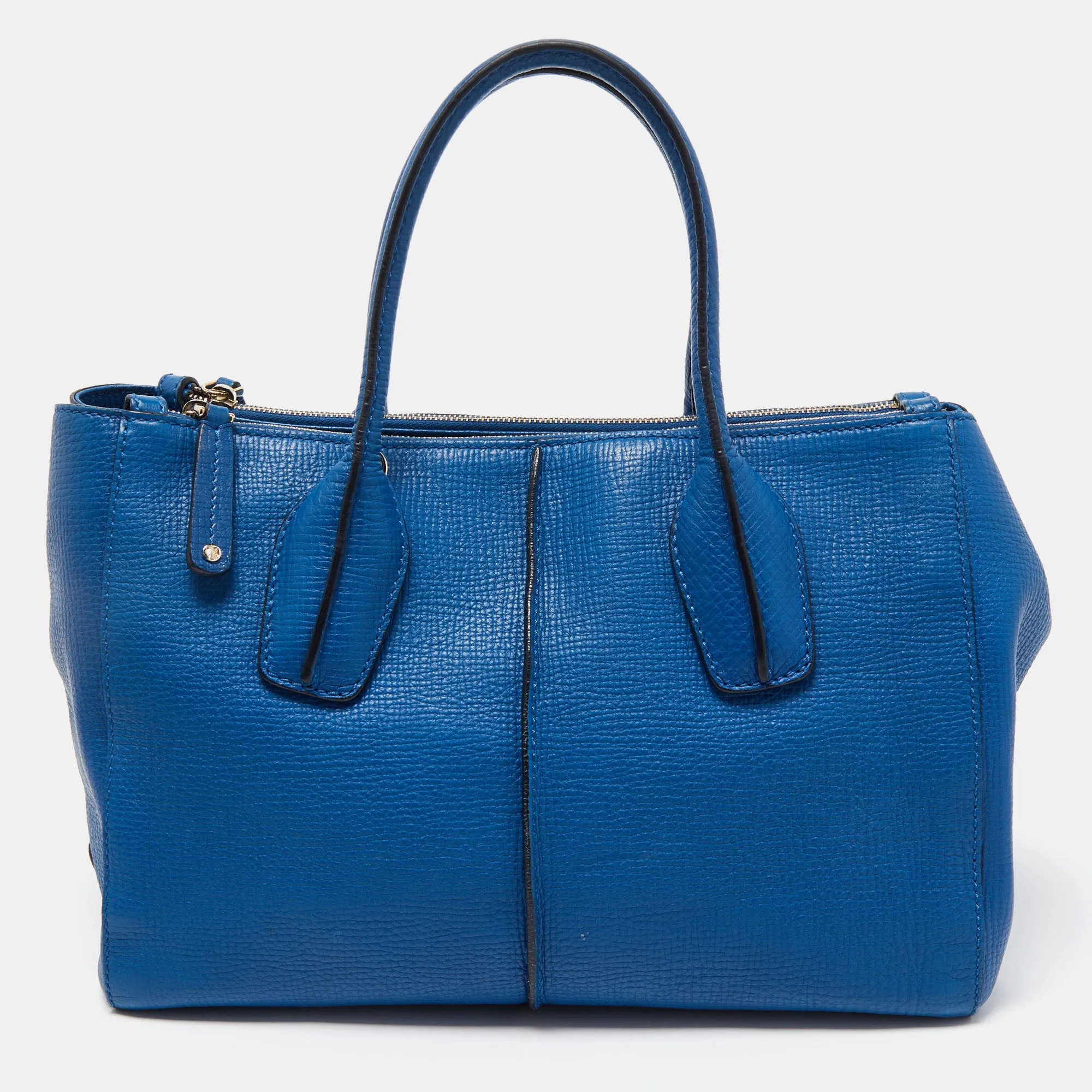 Blue Leather Small D-Styling Shopper Tote
